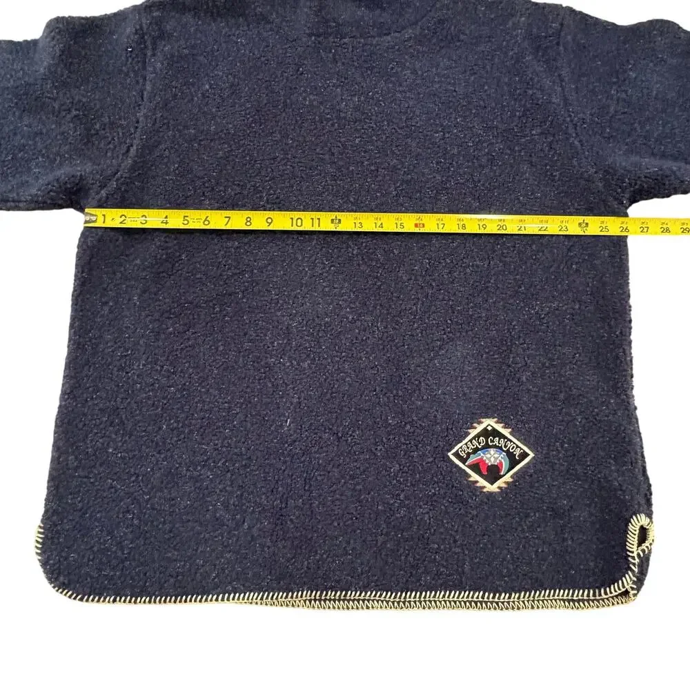 Grand‎ Canyon Sherpa Mock Neck Aztec Western Pullover Sweater Blue Poncho XL USA